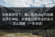 别再靠感觉了：糖心官网vlog的隐藏选项不神秘，关键是分类筛选的盲点怎么理解（一条讲透）