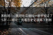 黑料网——我把吃瓜爆料一步步验证了5次——结论：先看历史记录再下判断