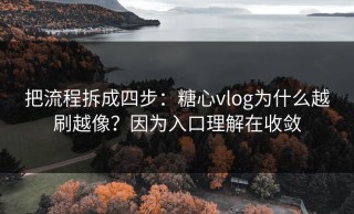 把流程拆成四步：糖心vlog为什么越刷越像？因为入口理解在收敛