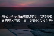 糖心tv新手最容易犯的错：把规则边界的灰区当成小事（评论区会吵起来）