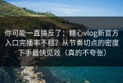 你可能一直搞反了：糖心vlog新官方入口完播率不稳？从节奏切点的密度下手最快见效（真的不夸张）