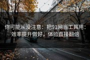 你可能从没注意：把91网当工具用：效率提升做好，体验直接翻倍