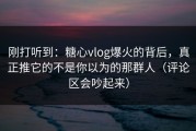 刚打听到：糖心vlog爆火的背后，真正推它的不是你以为的那群人（评论区会吵起来）