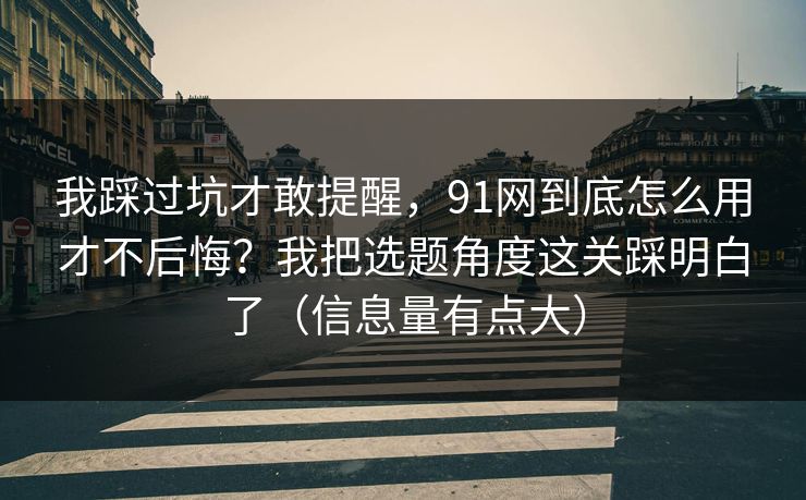 我踩过坑才敢提醒，91网到底怎么用才不后悔？我把选题角度这关踩明白了（信息量有点大）