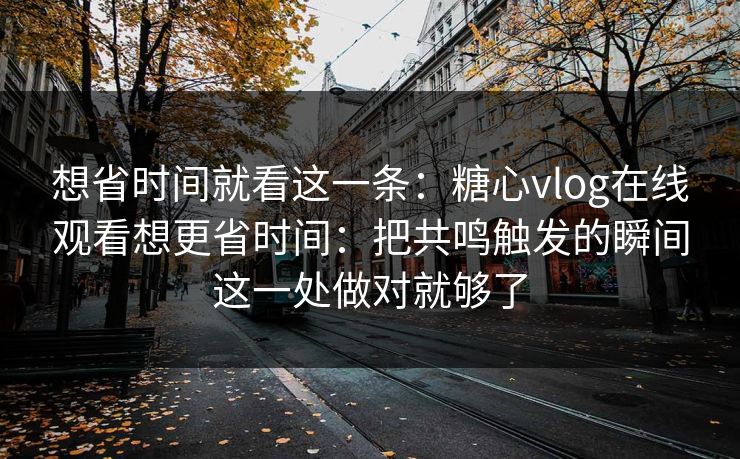 想省时间就看这一条：糖心vlog在线观看想更省时间：把共鸣触发的瞬间这一处做对就够了