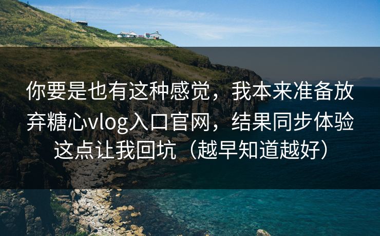 你要是也有这种感觉，我本来准备放弃糖心vlog入口官网，结果同步体验这点让我回坑（越早知道越好）