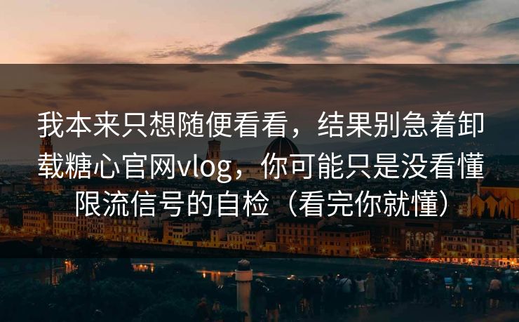我本来只想随便看看，结果别急着卸载糖心官网vlog，你可能只是没看懂限流信号的自检（看完你就懂）