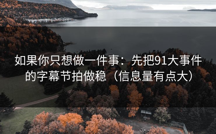 如果你只想做一件事：先把91大事件的字幕节拍做稳（信息量有点大）